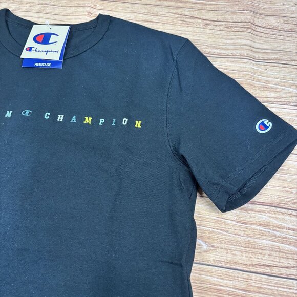 Champion Mens Black T-Shirt  Medium Heritage Heavyweight Fabric - Picture 5 of 10